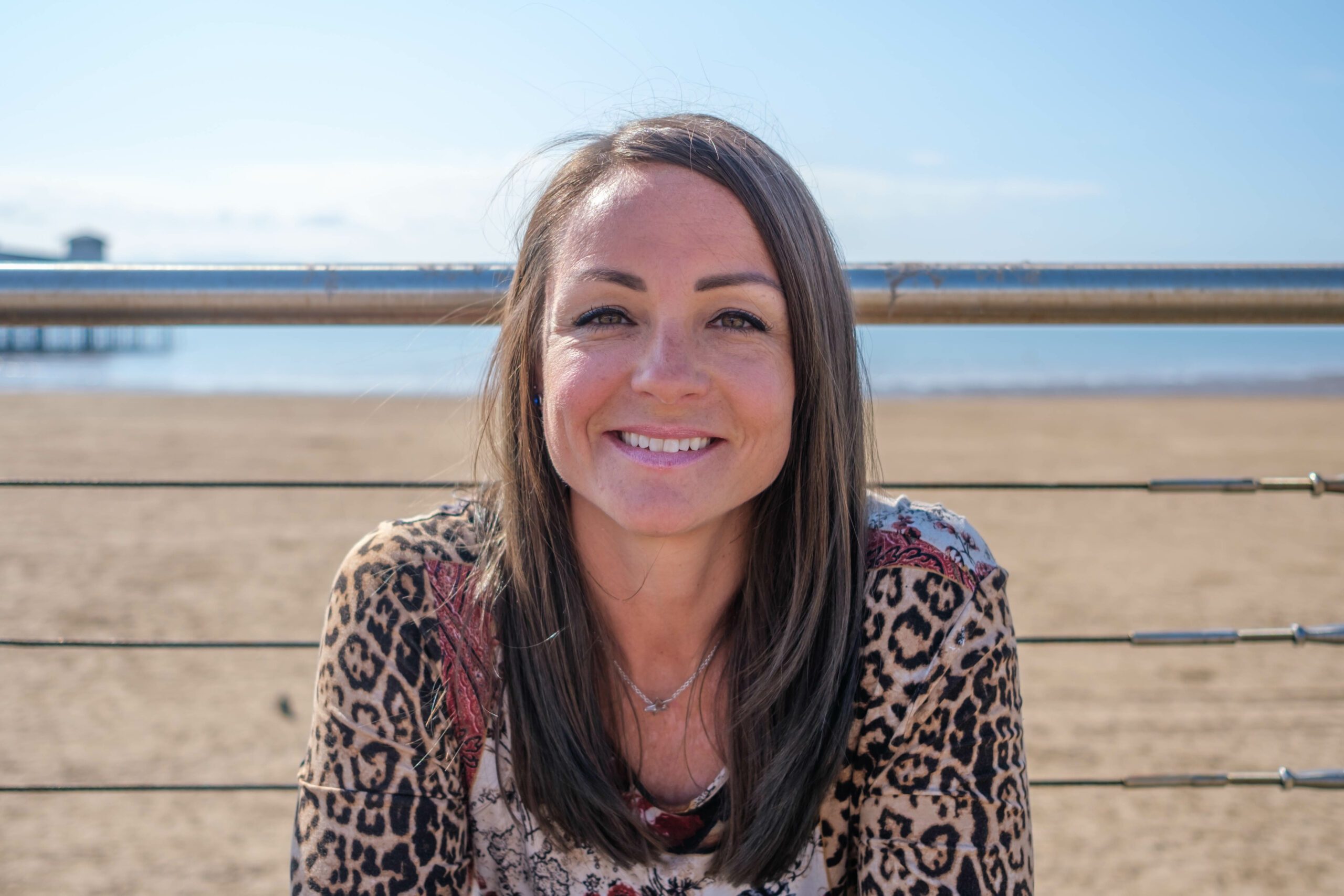 Headshot of Jeni Crane Nutritional Therapist and Phlebotomist standing on Weston Super Mare sea front